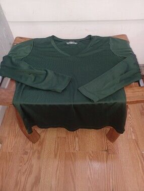 Dri EquipForest Green V-Neck Long Sleeve Top